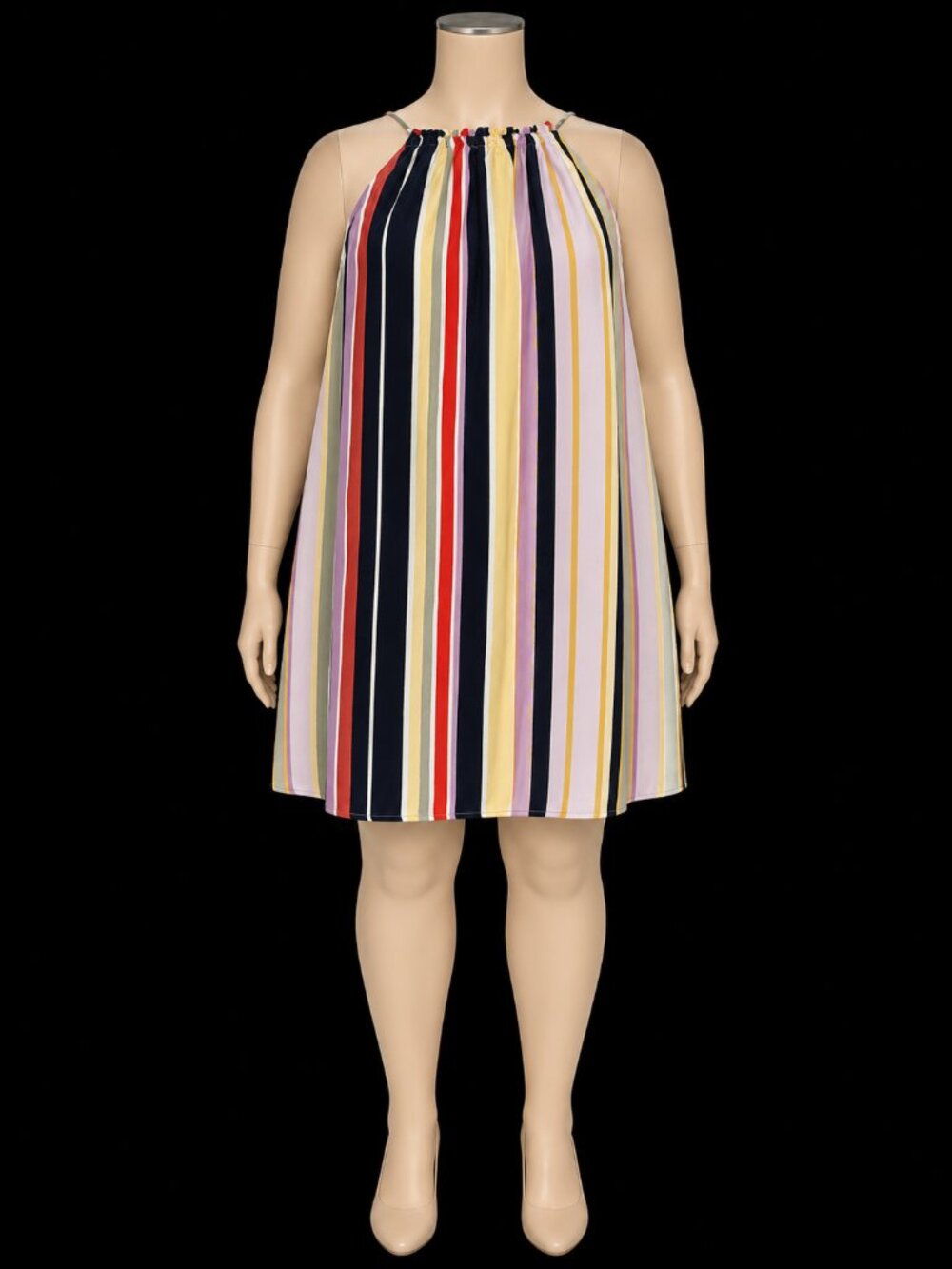 LOFT Medium Petite Multicolor Striped Sleeveless Shift Dress | Summer Dress